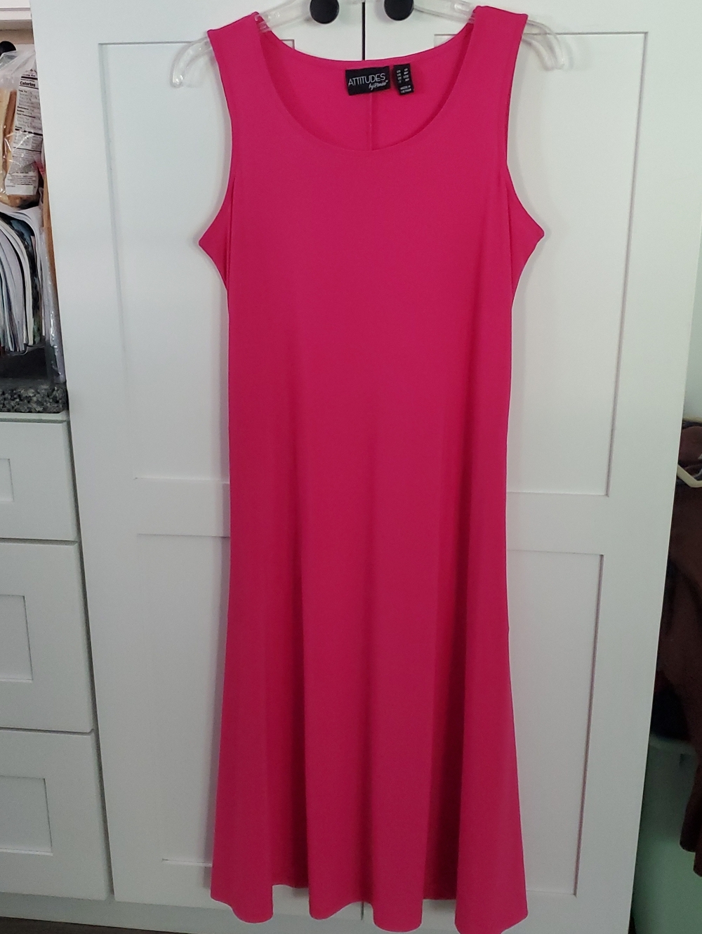 Attitudes by Renee Sleeveless A-Line Dress in Hot Pink
